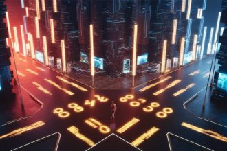 a captivating 3d render of a futuristic cityscape scelta della carriera numerologia