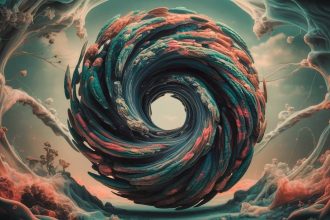 a striking 3d render of a swirling vortex represen sogno compressione