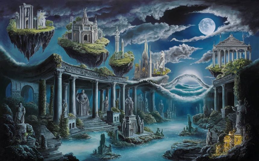 a surreal and dreamlike painting depicting a myste 96n6tp81qrq5cotjtx1t9w xaz2rakzr mkfm0xpgjsja