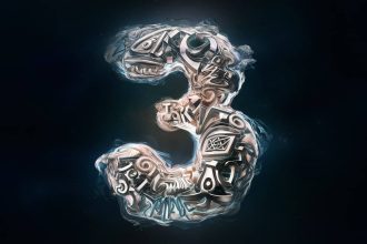 a surreal and mesmerizing 3d render of the number
