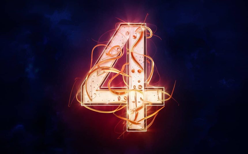 number 4 logo width dreamlike symbols typography