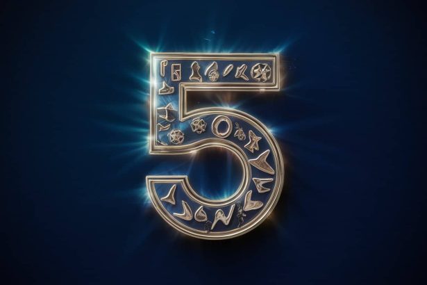 number 5 logo width dreamlike symbols typography 3d r