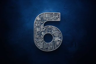 number 6 logo width oniric symbols typography 3d