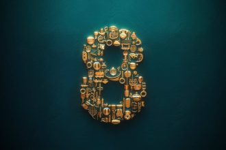 number 8 logo width oniric symbols typography 3d