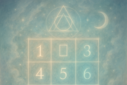 Numerical table with abstract symbols and light blue background