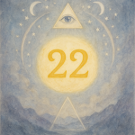 Number 22 with mystical and celestial symbols.